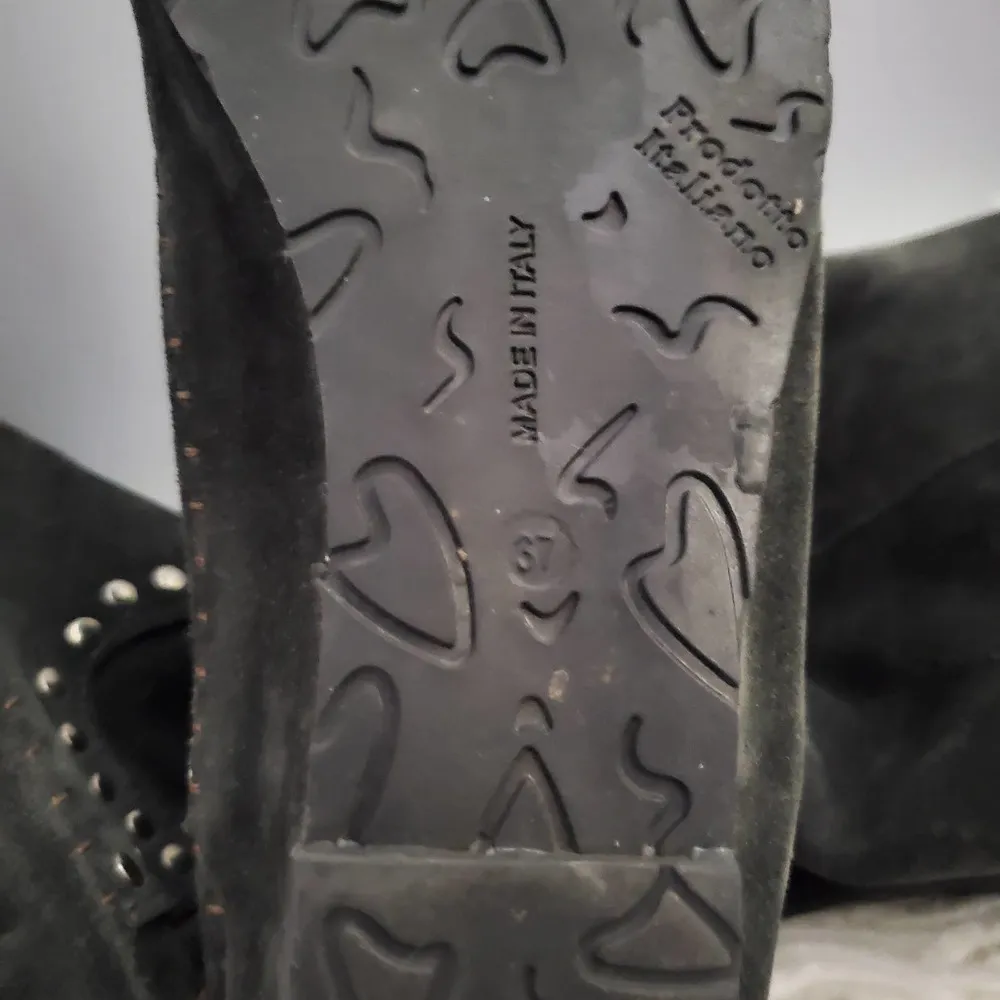 Prodotto Italiano Women's Gray Suede Faux Fur Lined Moccasin Boots 37 Size 6.5 - Image 10