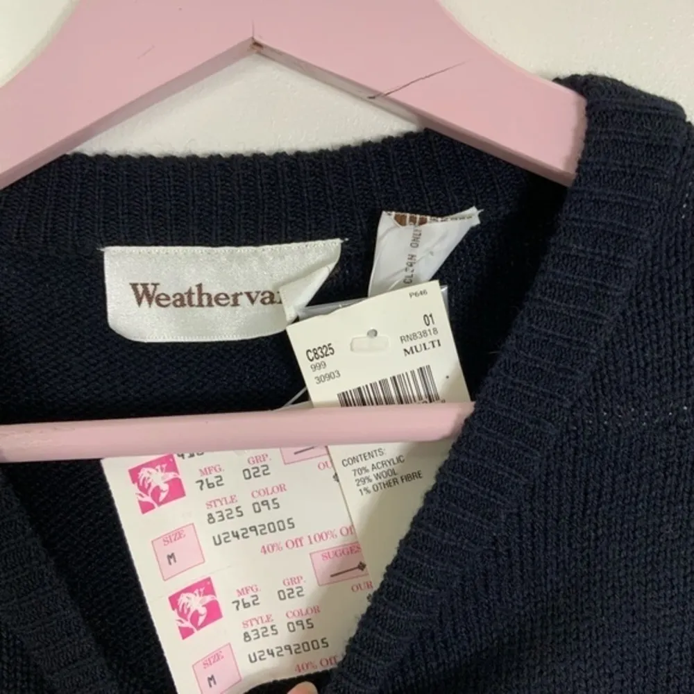 Weathervane Vintage Argyle wool blend crew neck sweater NWT Dead Stock Black Size M - Image 3