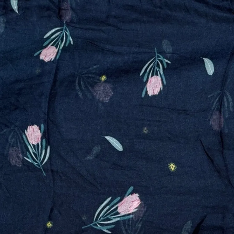 NEW Boho Floral Design Tasseled Rectangle Soft Chic Scarf Large Blue Pink White - Image 7