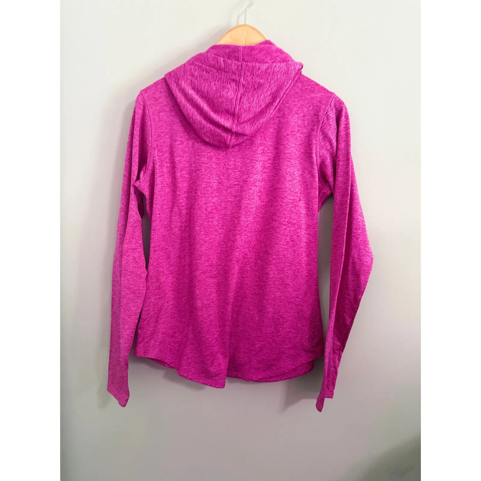 Reebok Pink Heathered Cowl Neck Long Sleeve Hoodie Sweatshirt Women's M - Image 4