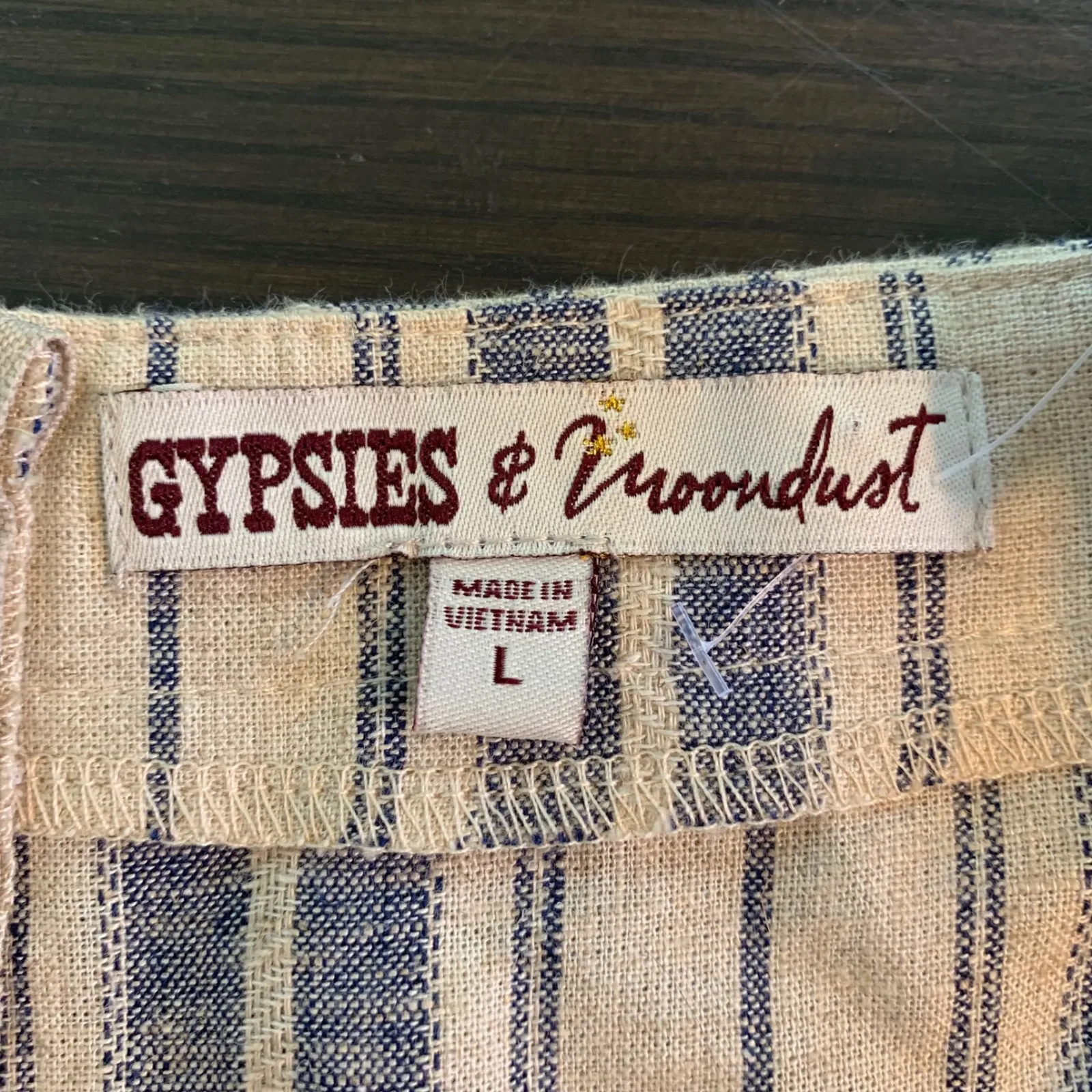 Gypsies & Moondust Striped Jumpsuit Women's Large‎ Linen Blend Casual Coastal - Image 3