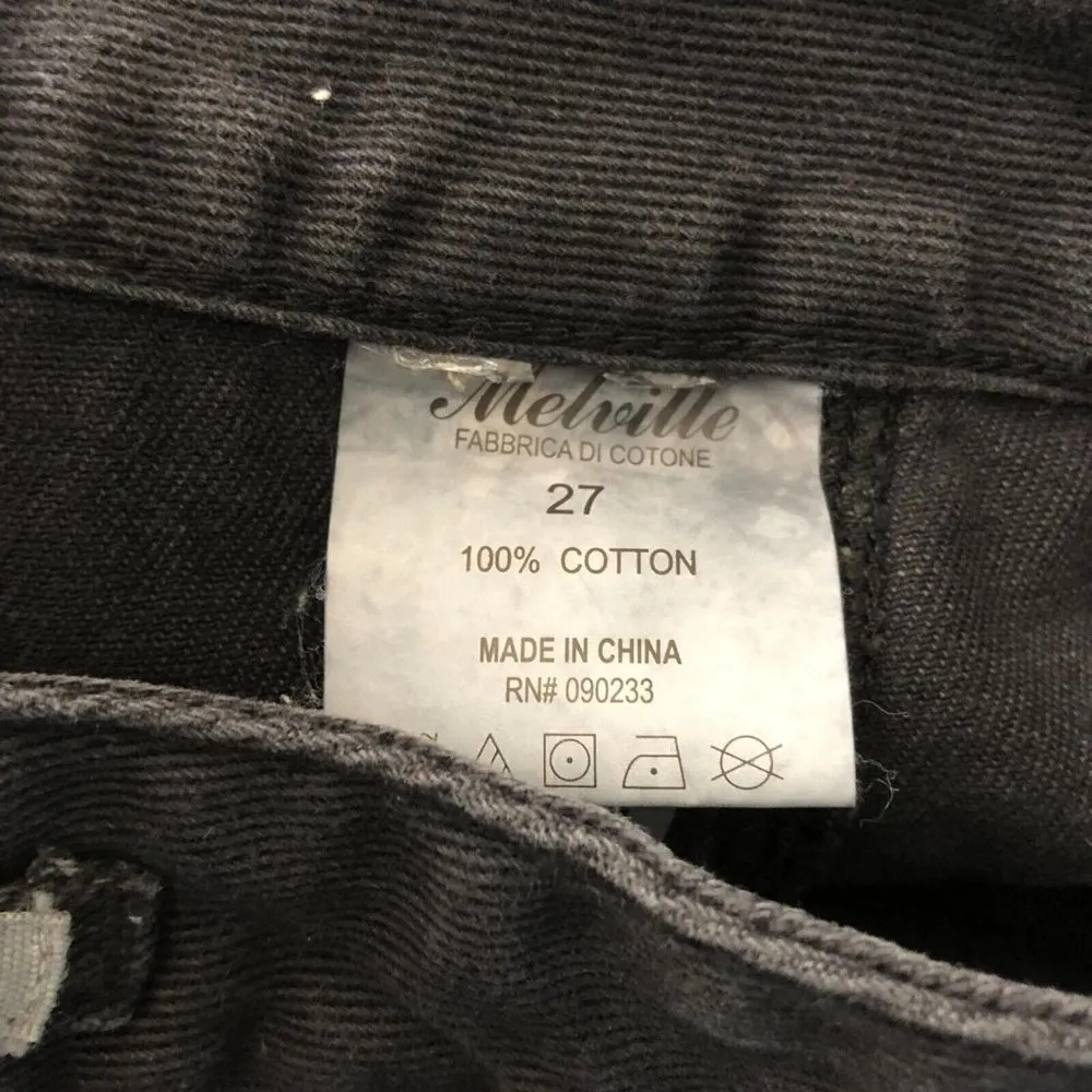 Melville Denim Mini Skirt Pockets Button Front Black 27 - Image 4