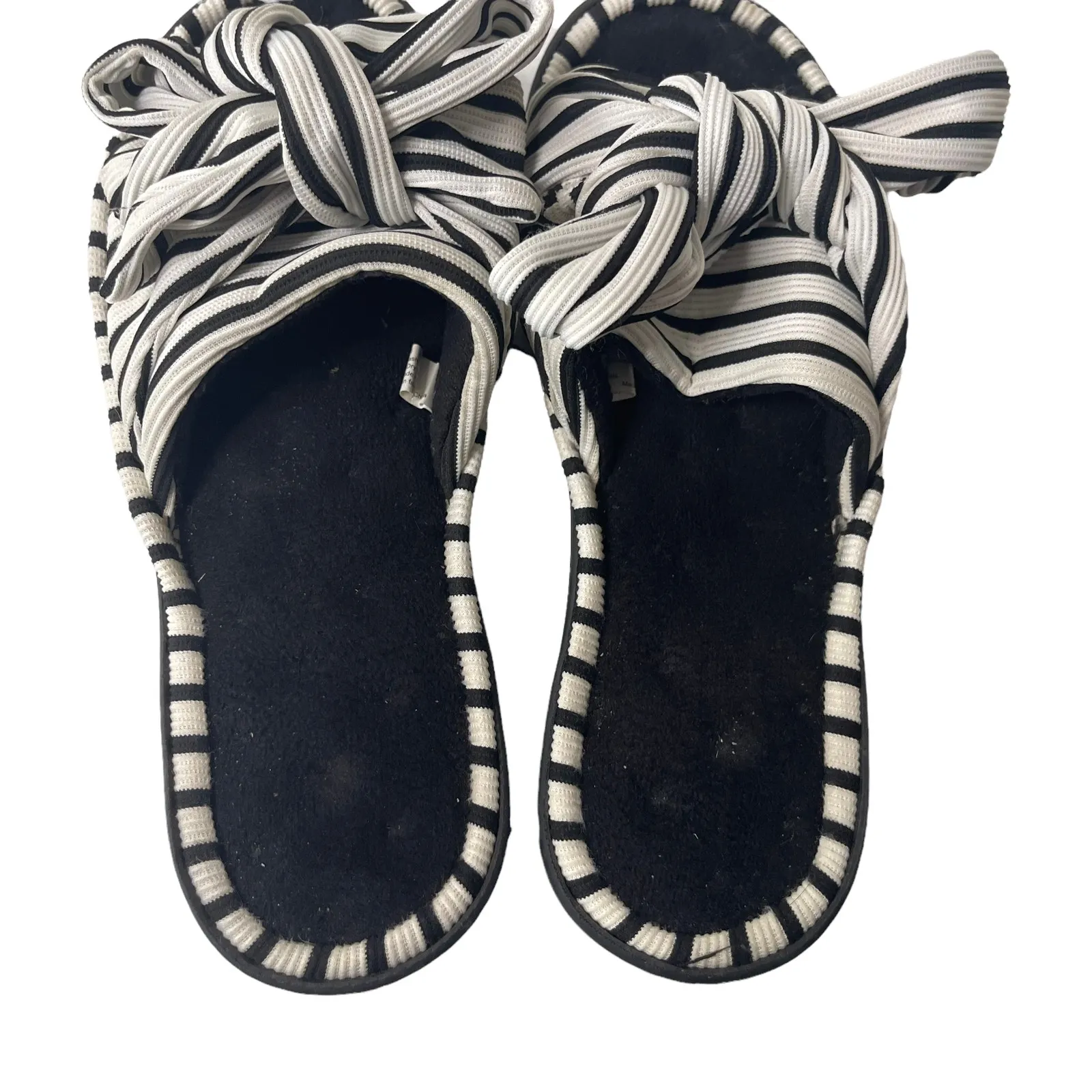 Ultra Ideas Black‎ White Memory Foam Bow Slides Black Size 7.5 - Image 6