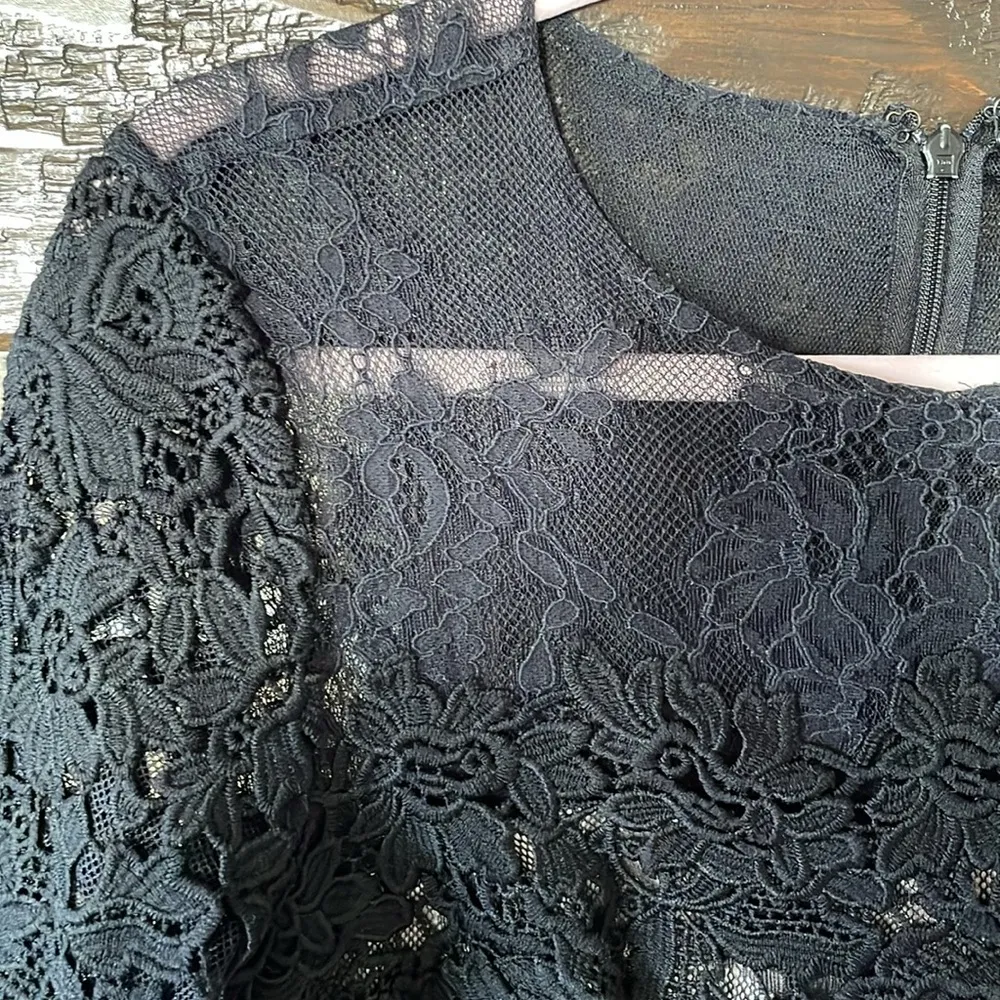 ML Monique Lhuillier Black Lace Dress - Image 4