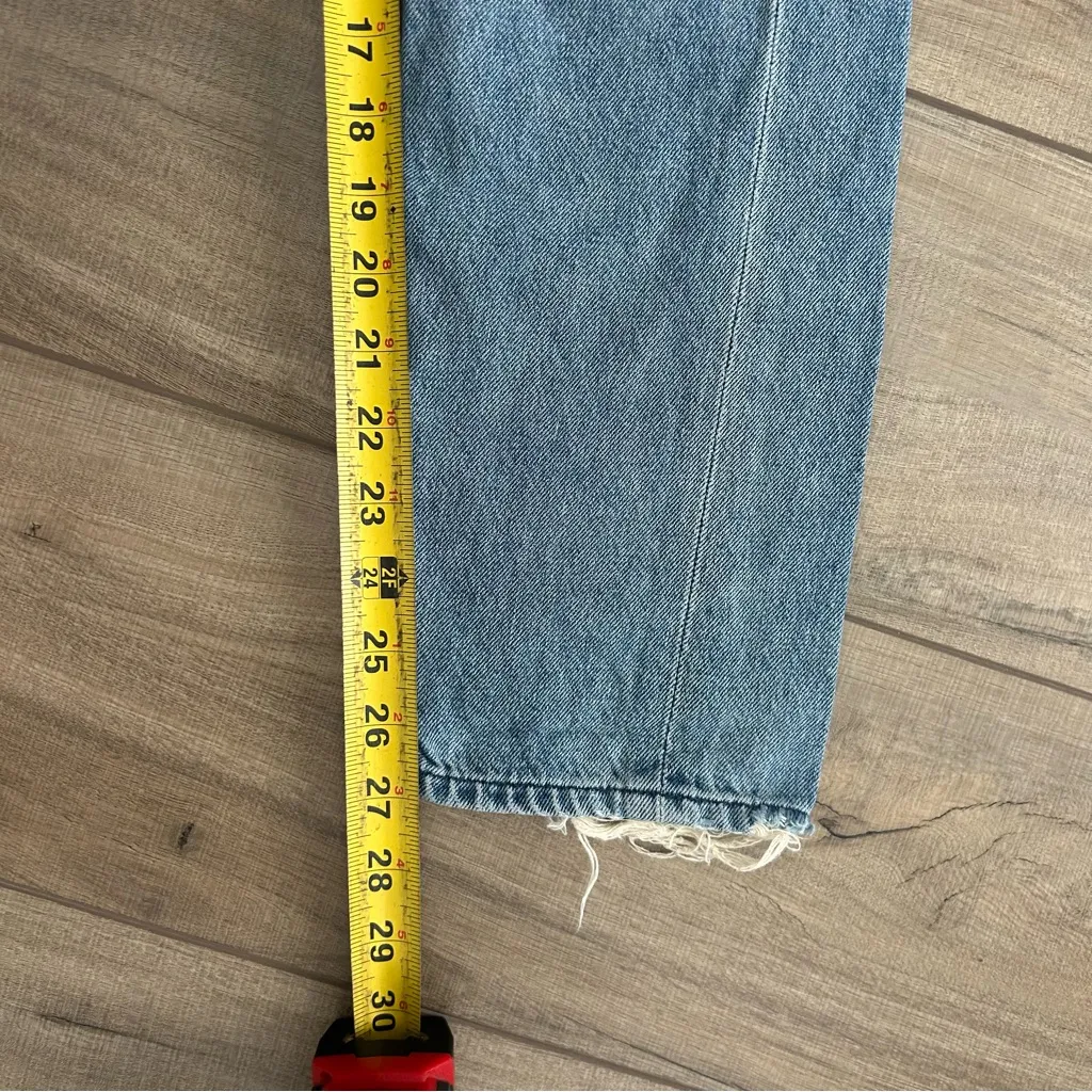 AGOLDE Riley High Rise Distressed Straight Leg Medium Wash Denim Jeans 26 - Image 9