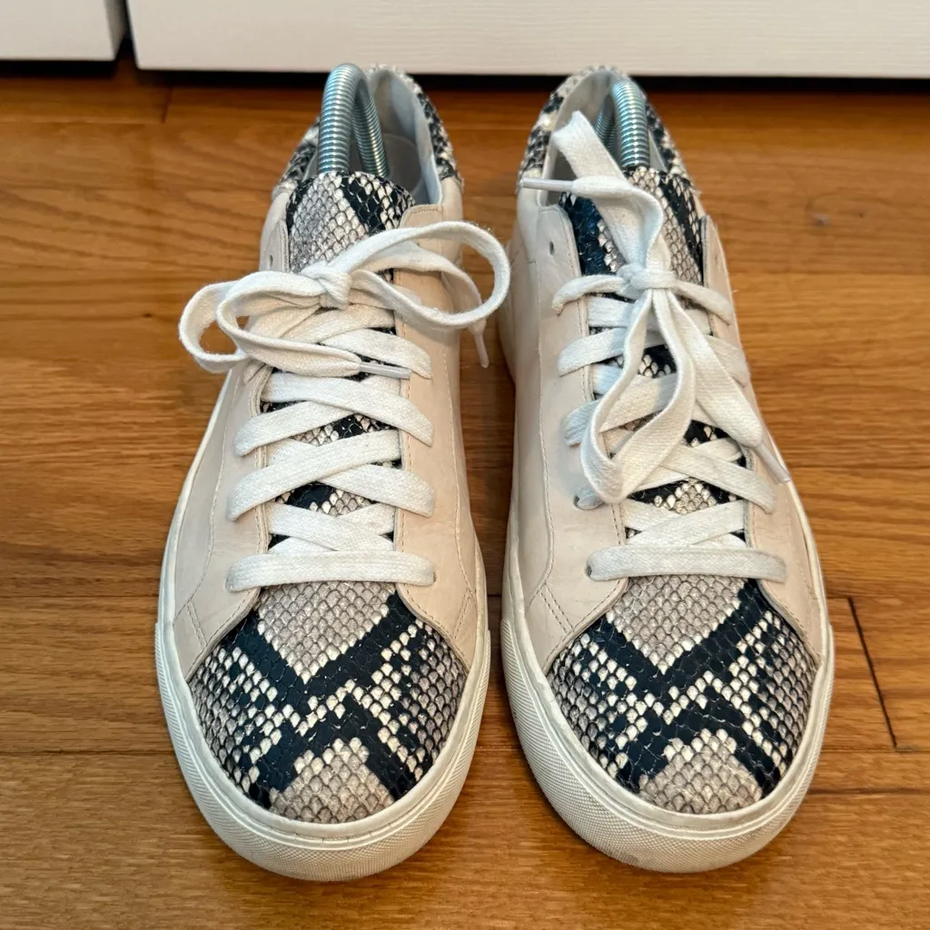 Veronica Beard  Bibi Leather Python Print Sneakers - Image 5