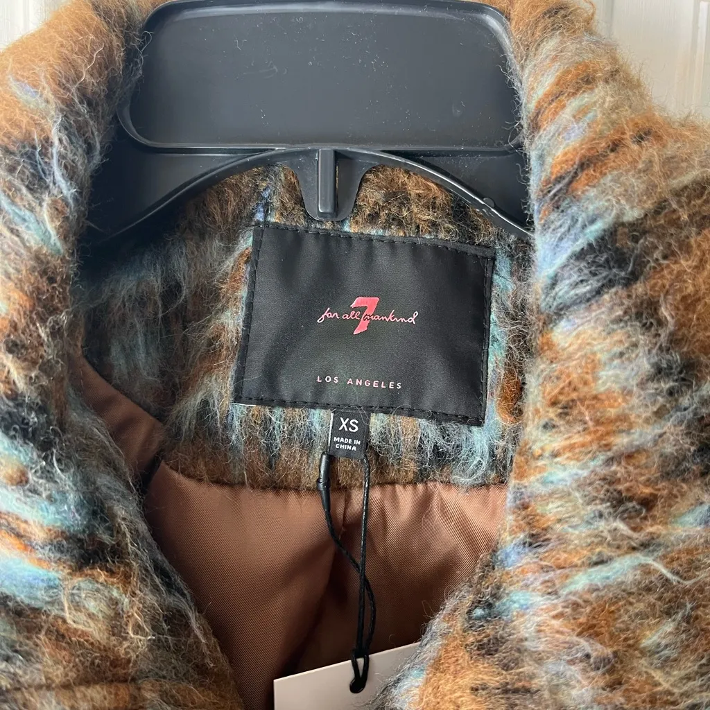 NEW 7 For All Mankind Alicia Plaid Bomber Jacket size xs women’s coat winter - Image 4