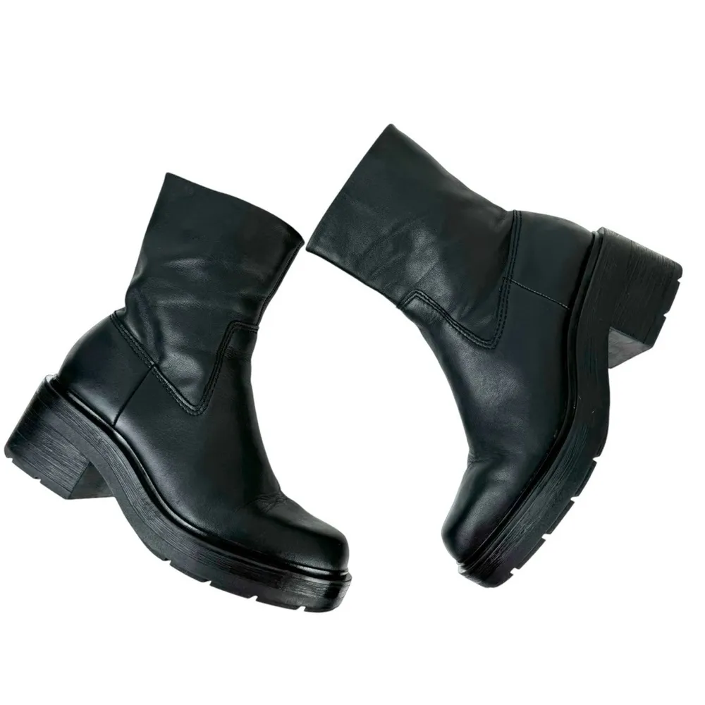 Zara Leather Ankle Platform Combat Boots Chunky Sole 1124/010 Women's Size 41 - Image 7