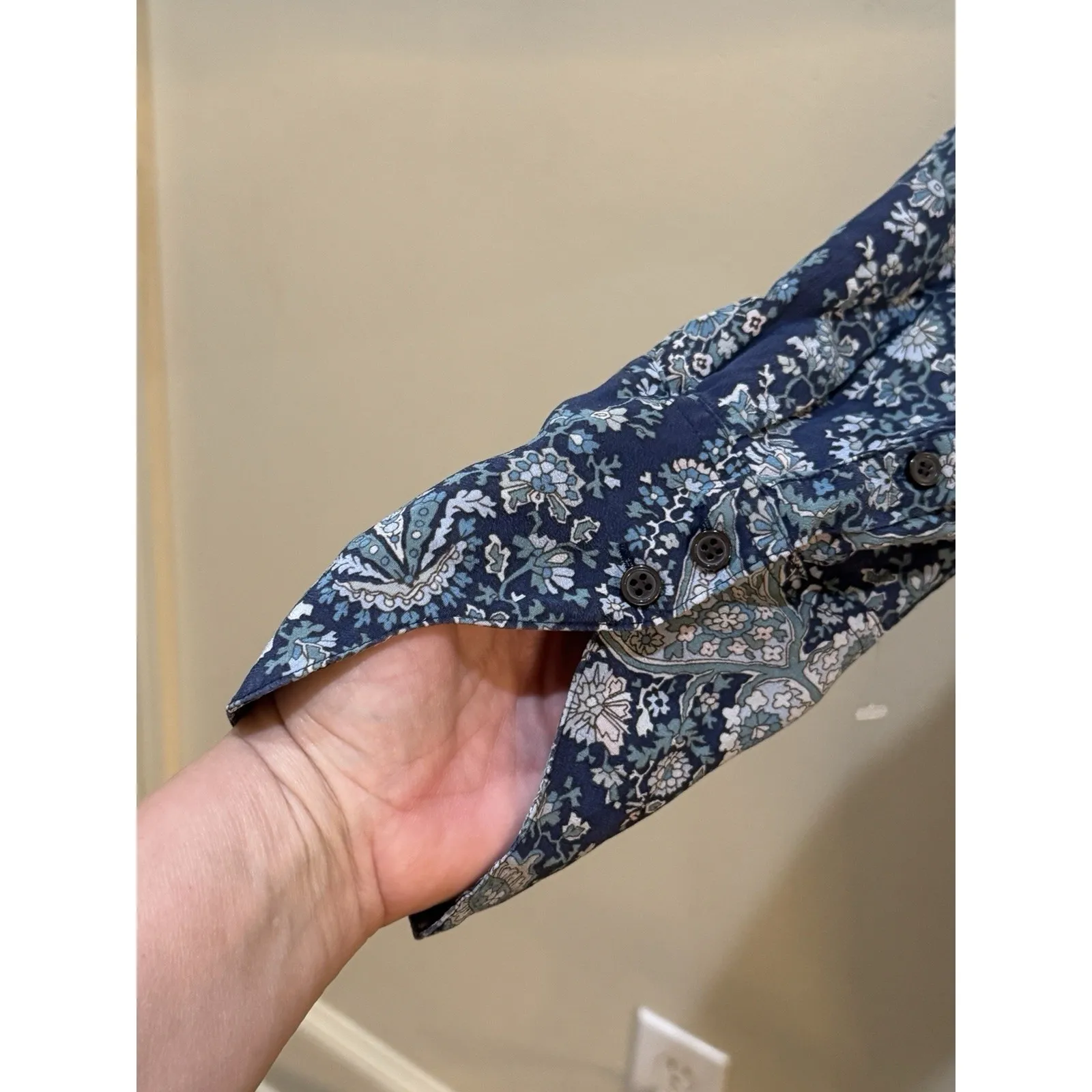 J Crew‎ Shirt Dress Women Blue Oversized Paisley 100% Silk Tie Size 4 - Image 11