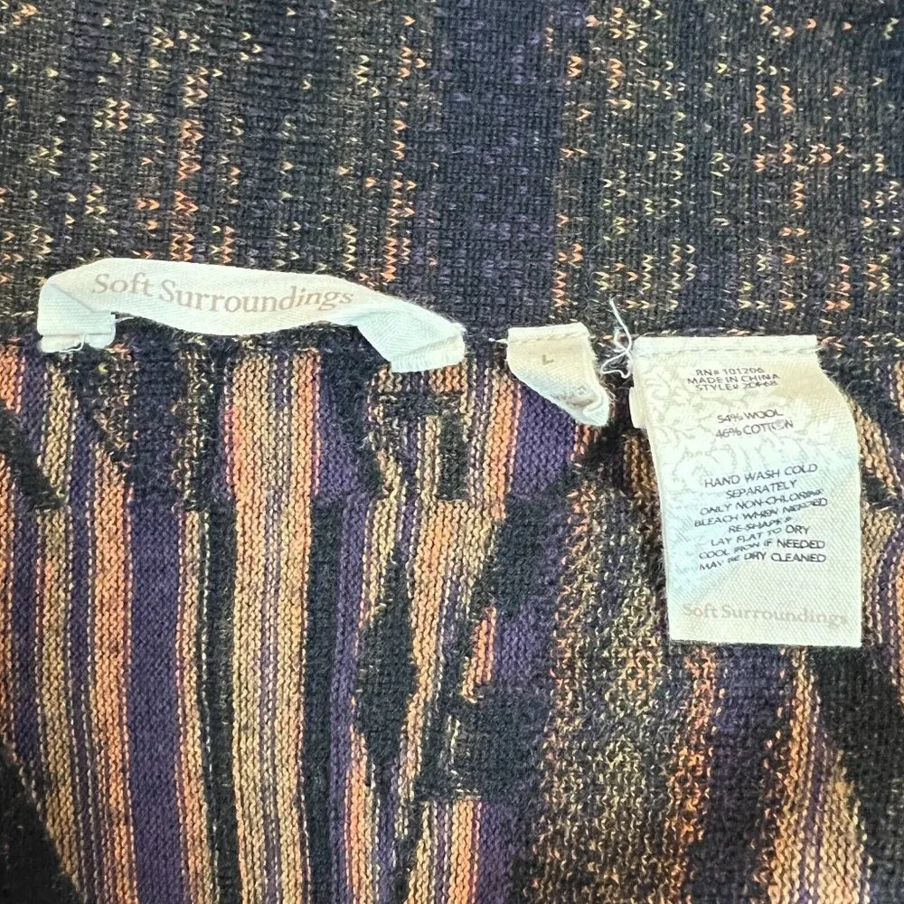 Soft Surroundings Cardigan Sweater Large Cascade Draped Wool Cotton Texture Knit - Image 8