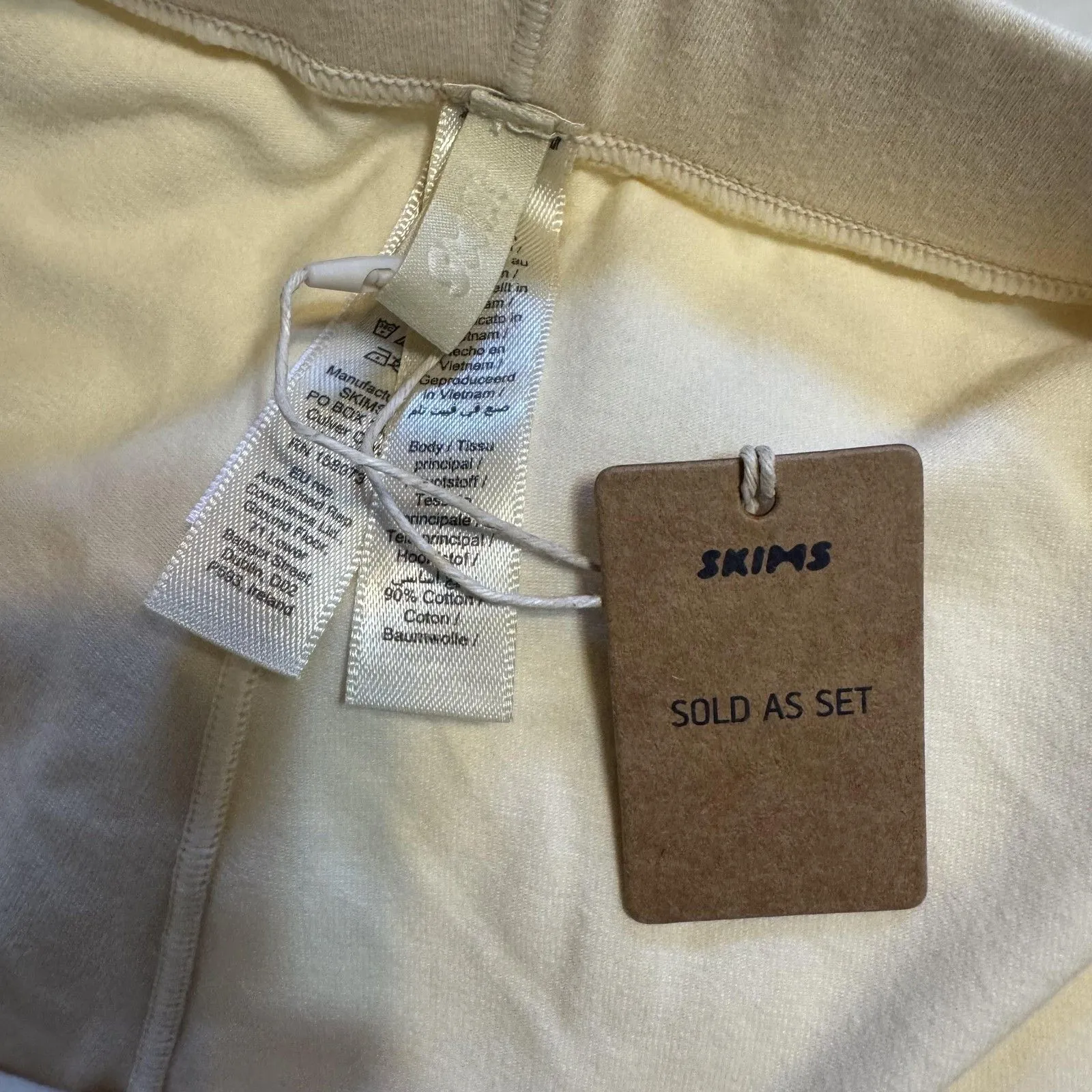 Skims Cotton Lace Cami Boxer Sleepwear Set Womens Medium Buttermilk Pajama pjs - Image 9