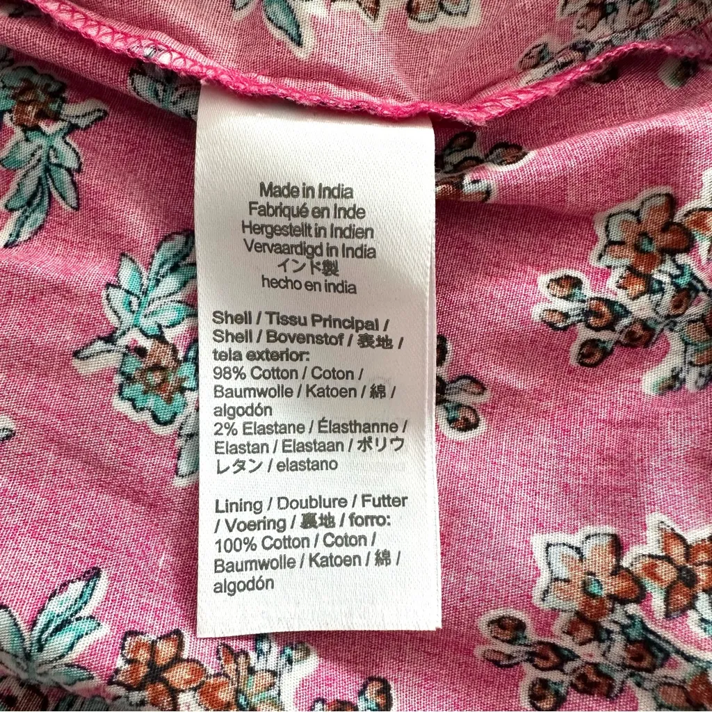 J. Crew Pink Floral Block Print Tiered Midi Dress Puff Sleeves Size 6 - Image 13