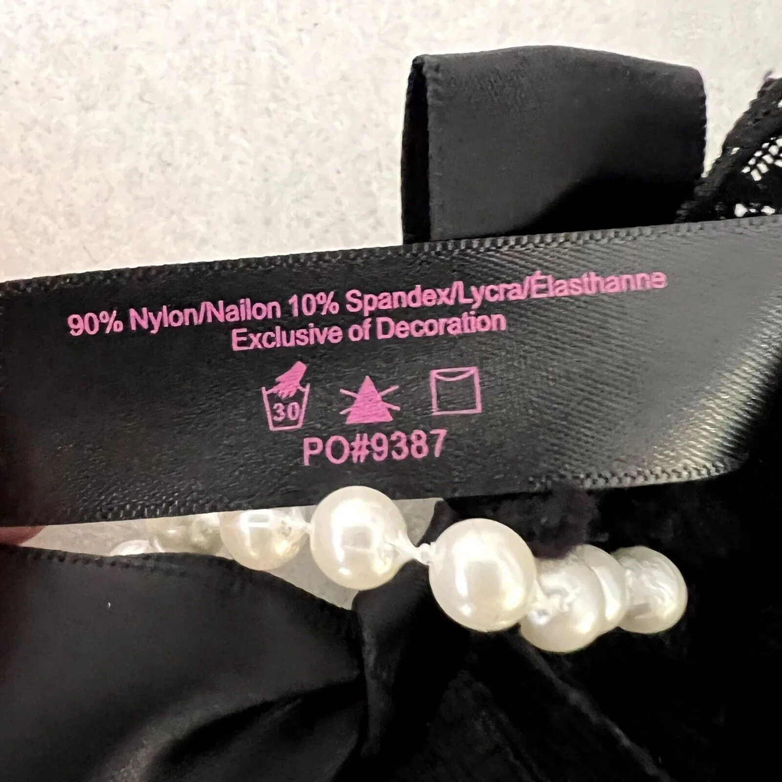 Yandy Black Lace Pearl Back Lingerie Teddy Dress Set - Image 9