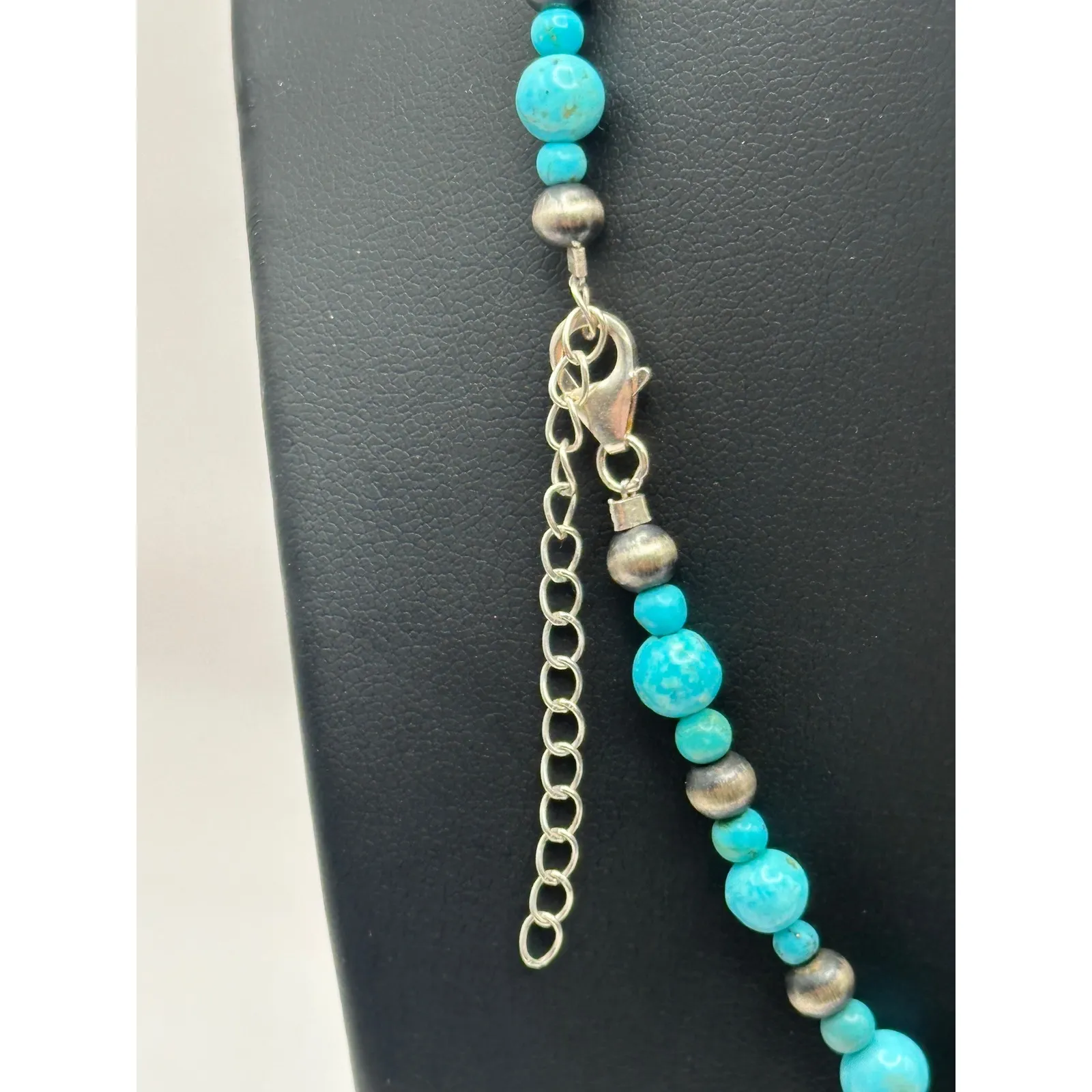Southwestern Turquoise Beaded Sterling Silver Necklace - Image 4