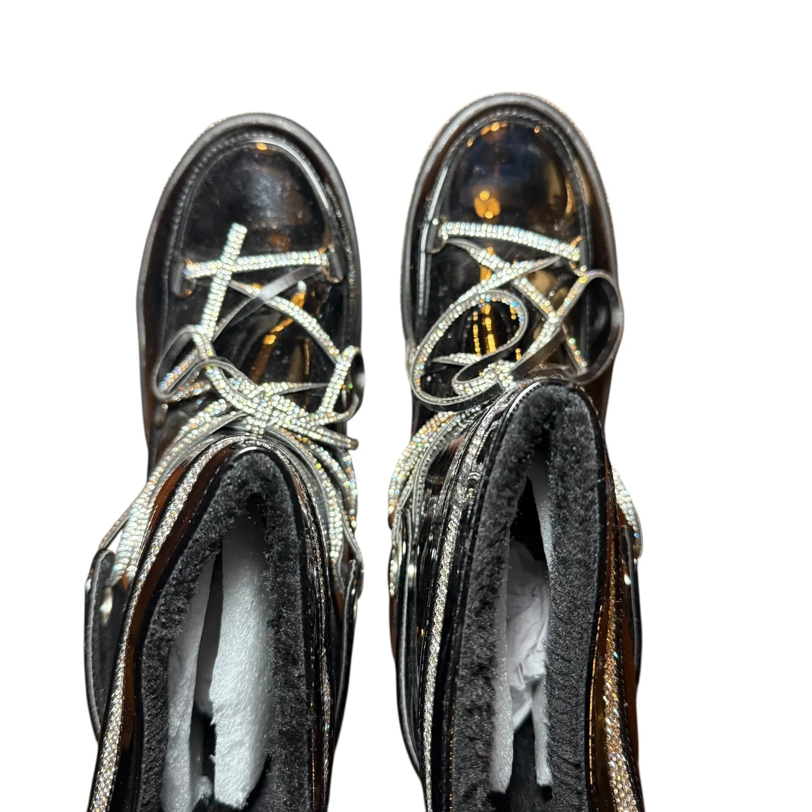 AZALEA WANG TAKE ME AWAY FLAT BOOTIE IN BLACK Rhinestone Boots Fashion Glitter 8 - Image 7