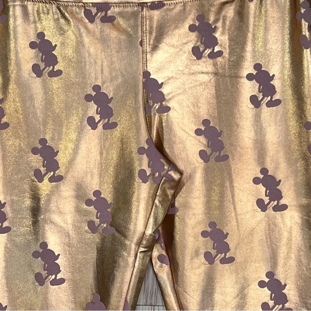 Disney Metallic Rose Gold Mickey Mouse Leggings - Image 2