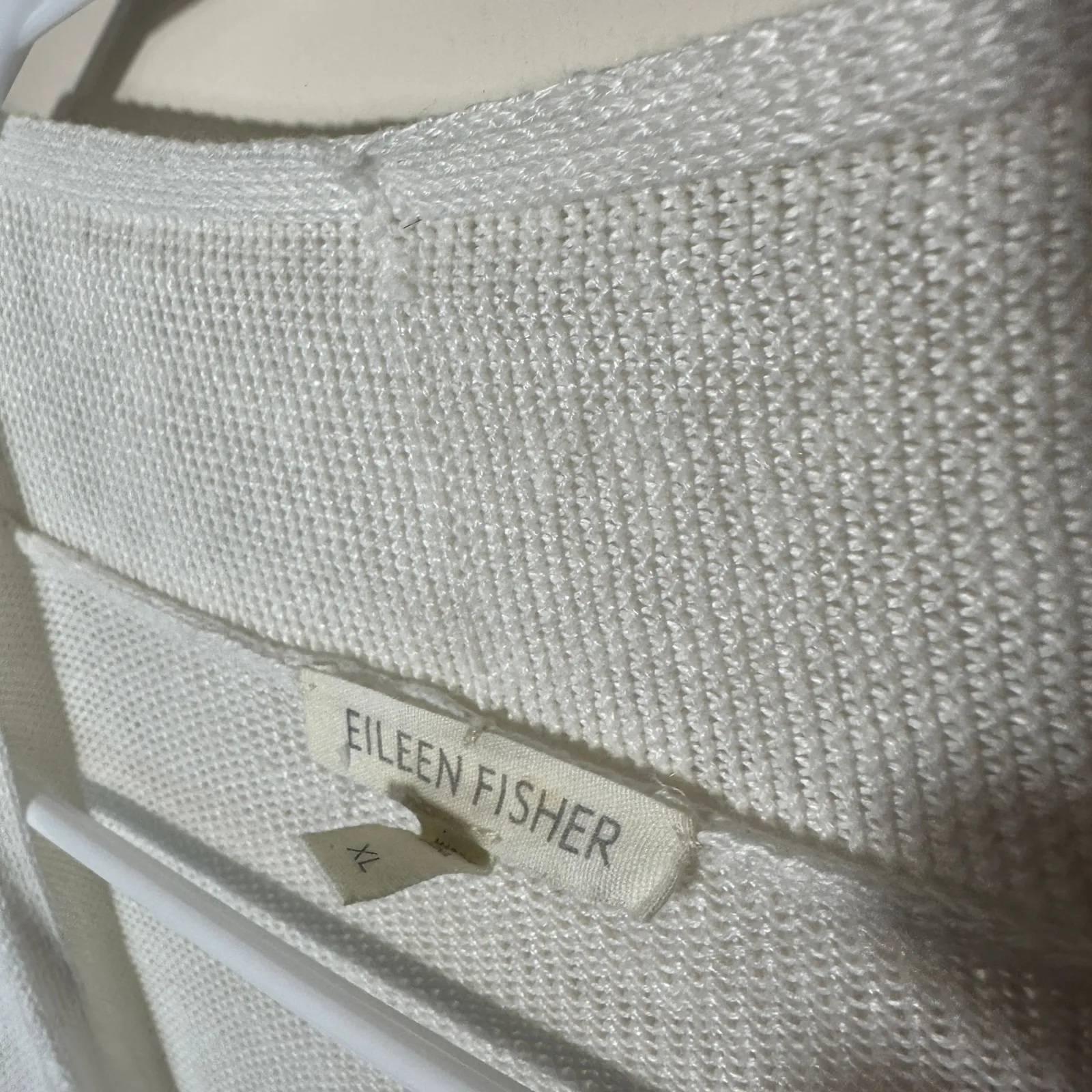 EILEEN FISHER 100% Linen Open Front Cardigan Sweater White Womens XL Flowy - Image 2
