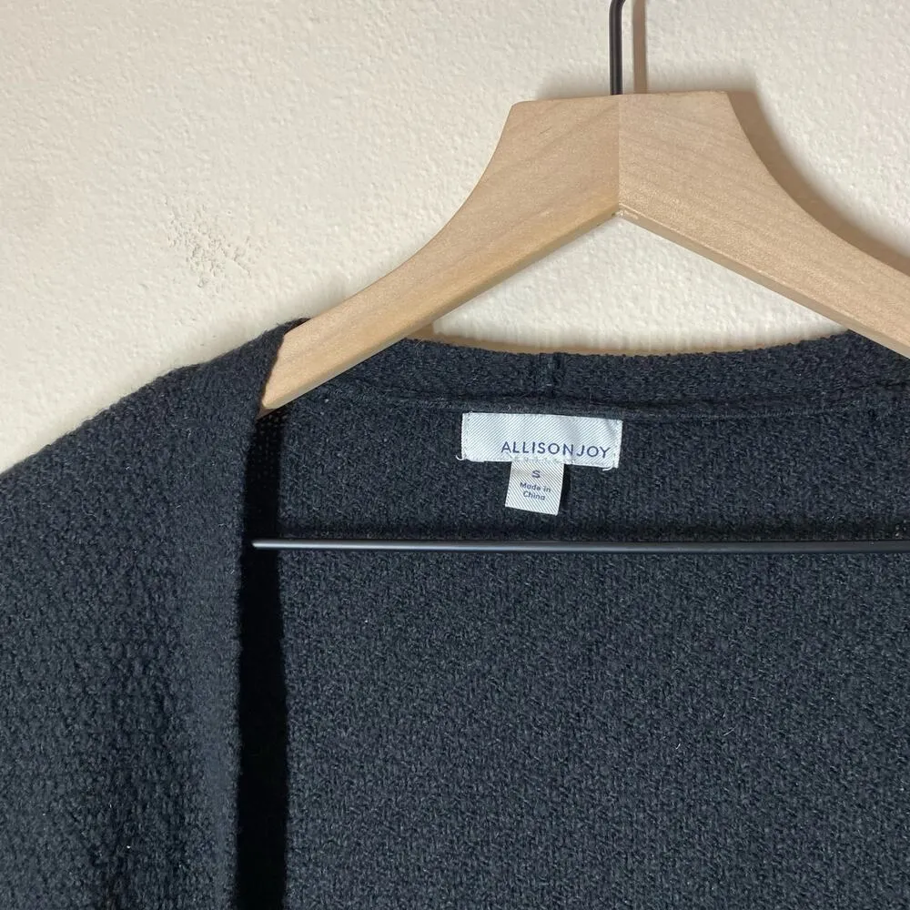 Allison Joy Black Waffle Long Cardigan Size Small Evereve - Image 2
