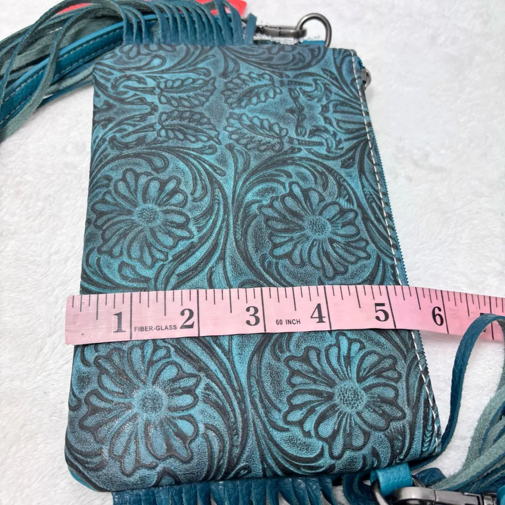 Montana‎ West Blue /teal Floral Clutch with Fringe - Image 8