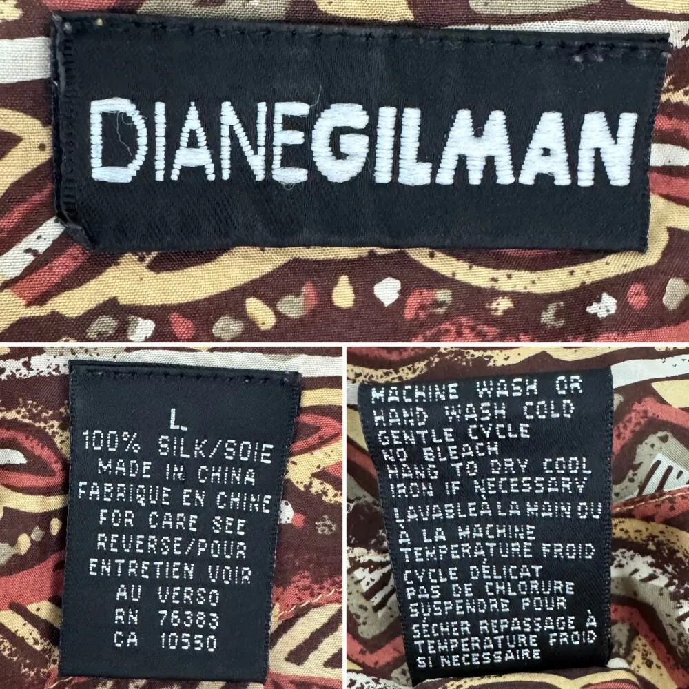 Diane Gilman vintage 90s 100% silk southwestern stripe sleeveless blouse size L - Image 4