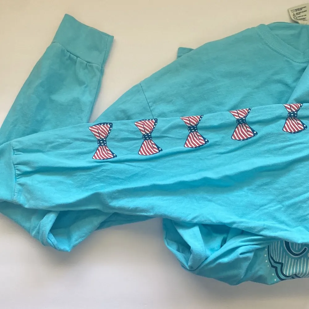 Girlie Girl Southern & Classy USA flag bow long sleeve t - Image 6