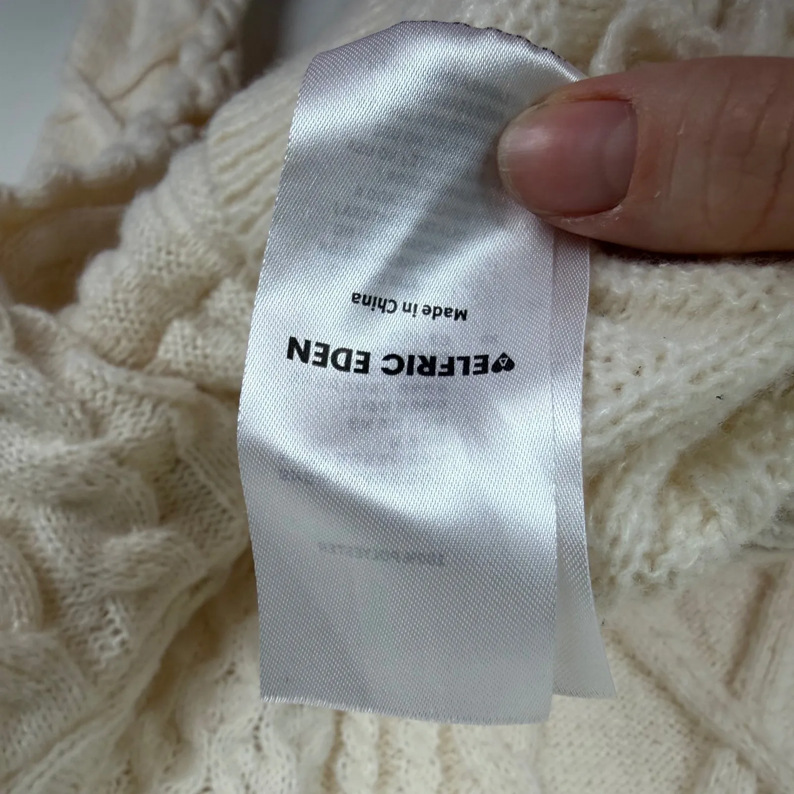 Aelfric Eden Cream Cable Knit Sweater Medium Fisherman Minimalist Cozy Neutral - Image 10