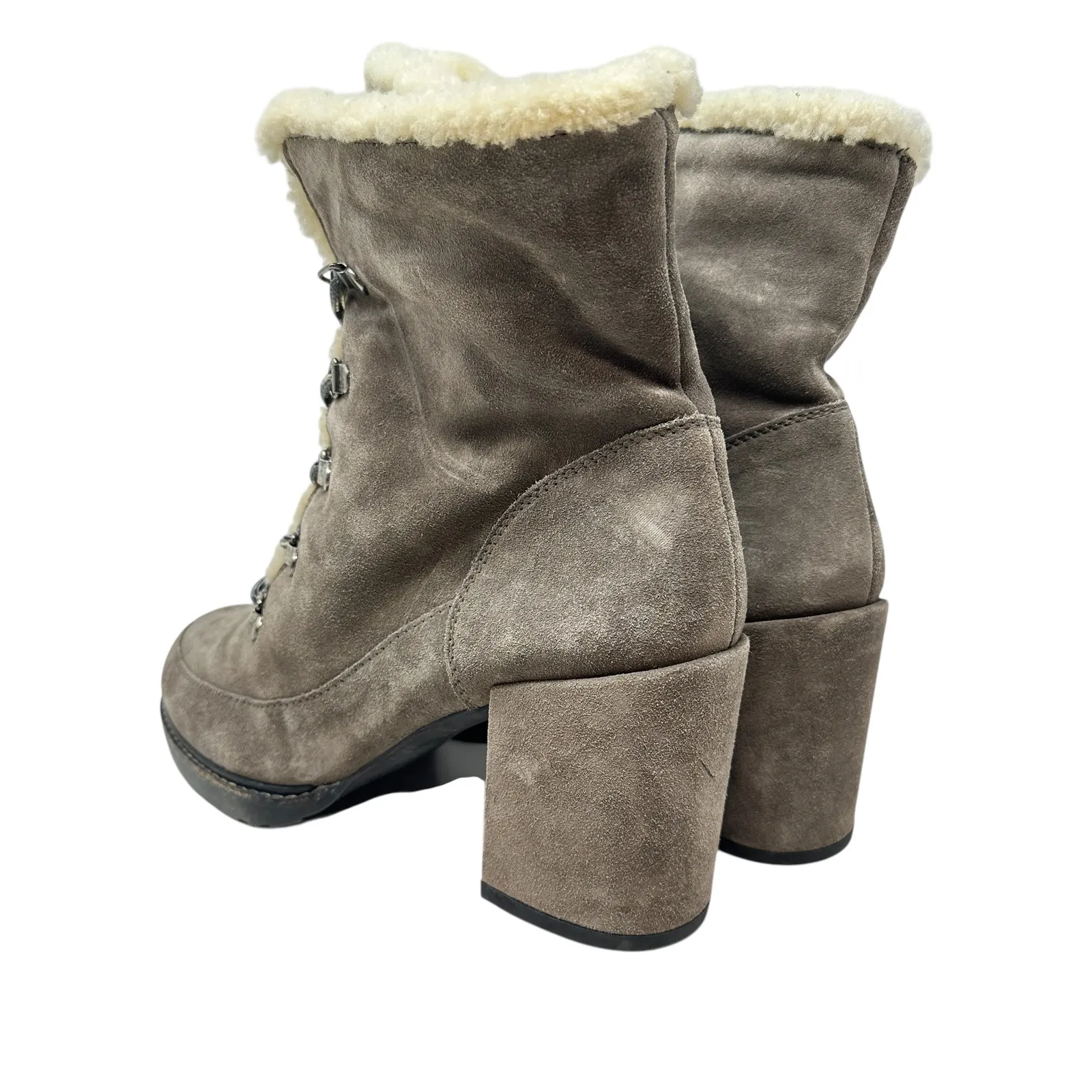 Stuart Weitzman Yukon Booties Dyed Shearling & Suede Block Heel Size‎ 8.5 - Image 7