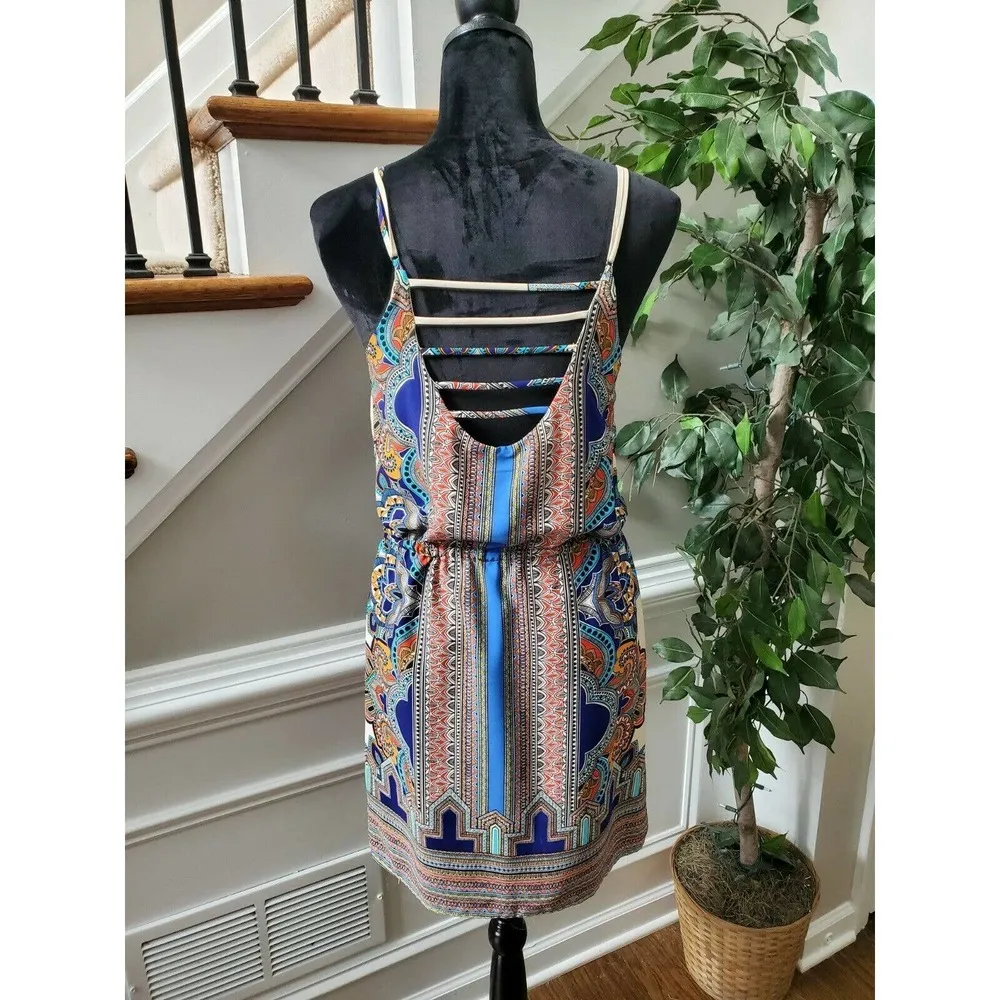 5|48 Saks Fifth Ave Women's Multicolor 100% Polyester V-Neck Knee Length Dress S - Image 7