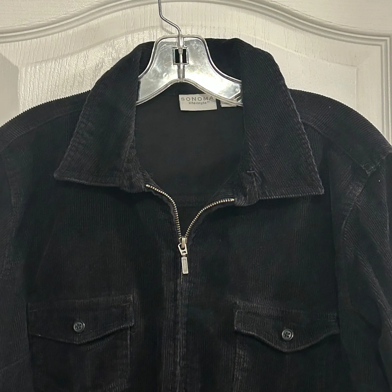 SONOMA LifeStyle Black Corduroy Zip Up Jacket Women's XL Made in Bangladesh - Image 5
