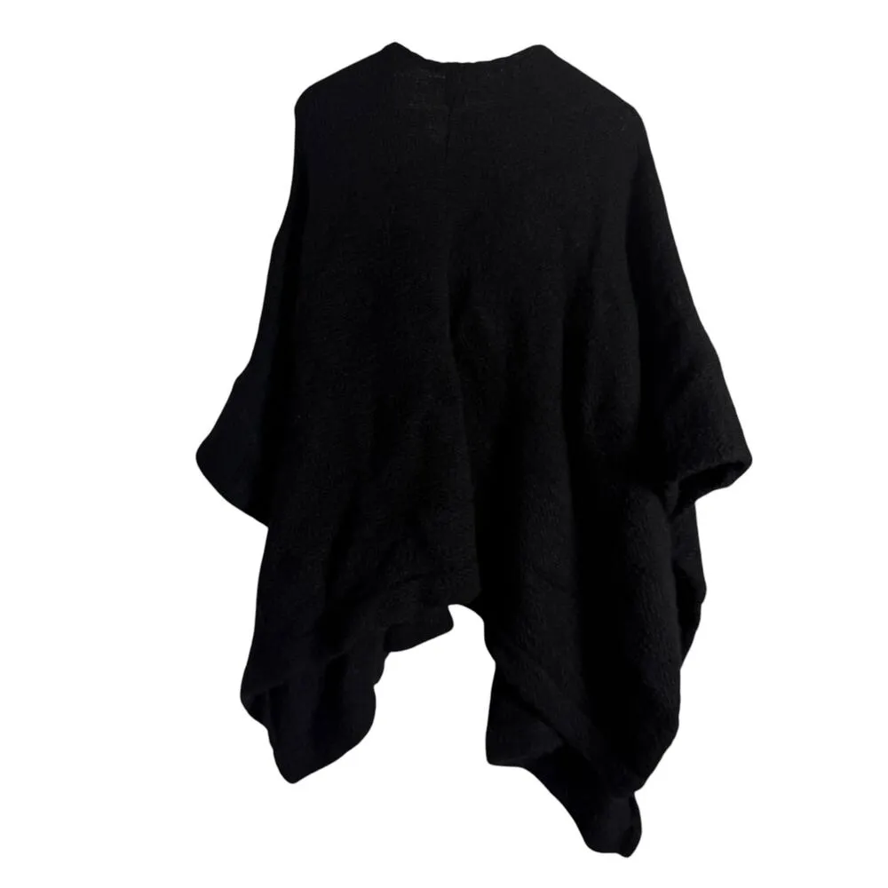 Elk Black Chale Wool Oversized Wrap Poncho Sweater Size undefined - Image 11