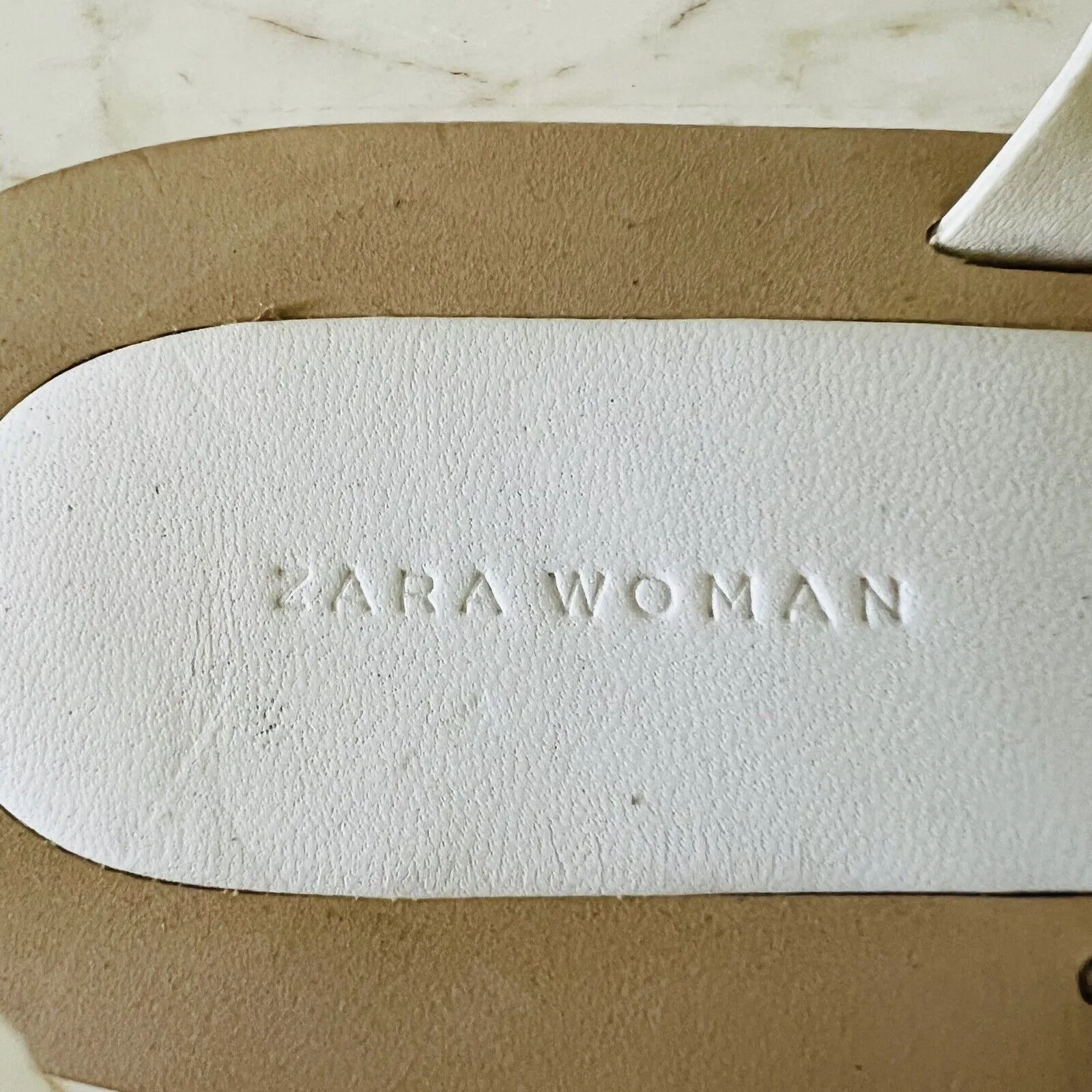 ZARA Glossy Silver White Faux Leather Cris-Cross Platform Sandal- EU 37 / US 6.5 - Image 3