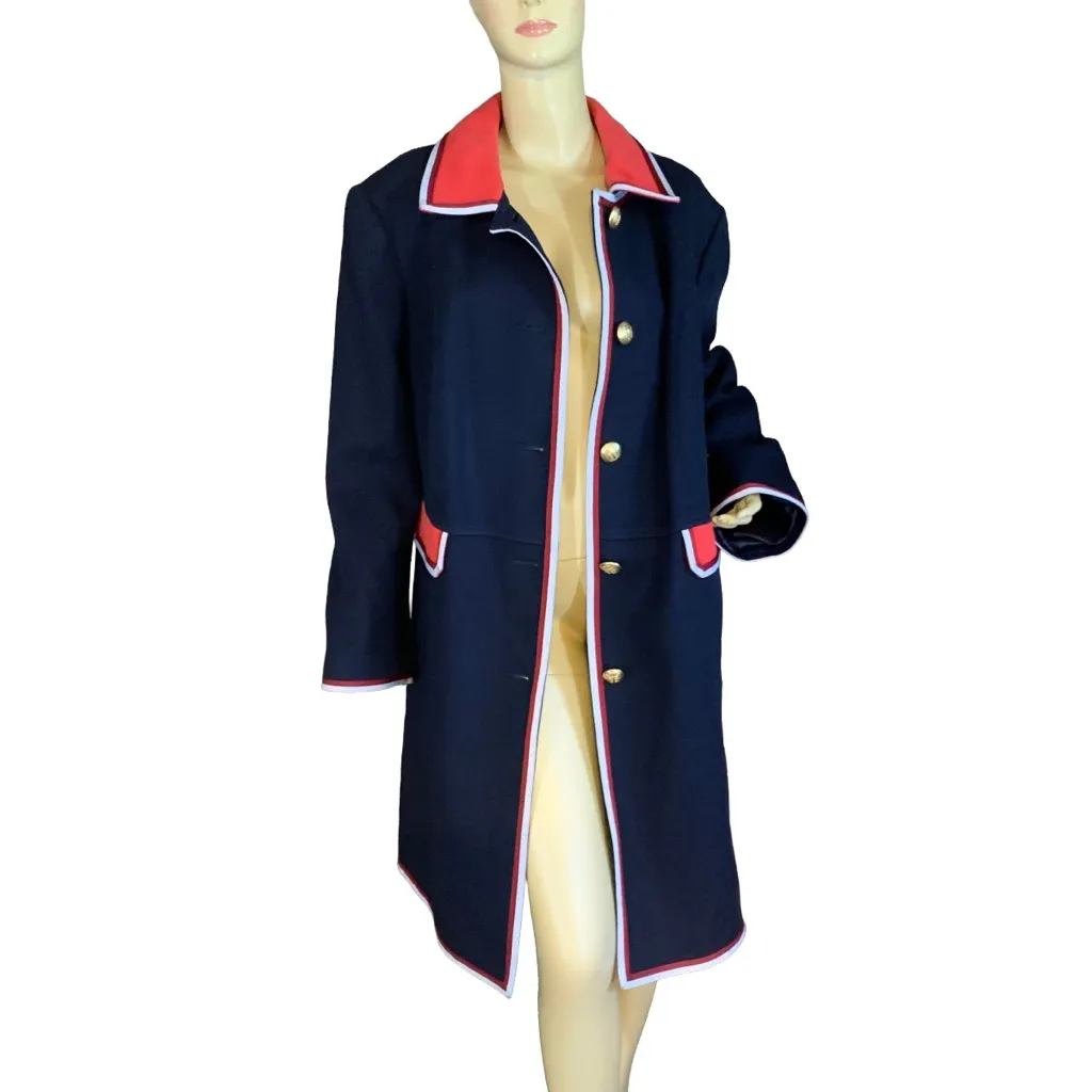 TALBOTS BLUE, RED & WHITE COTTON TRENCH JACKET (22W) - Image 7