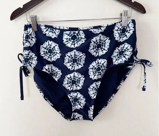 BCBG Paris Blue Tie Dye Floral Adjustable Cinched Side Swim Bottom Sz XXL NEW - Image 1