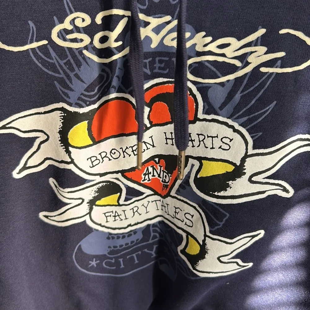 Ed Hardy Broken Hearts Fairytales Navy Hoodie - Image 3