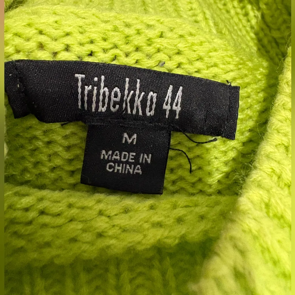 Tribekka 44 Lime Green Turtleneck Sweater Size M Size M - Image 6