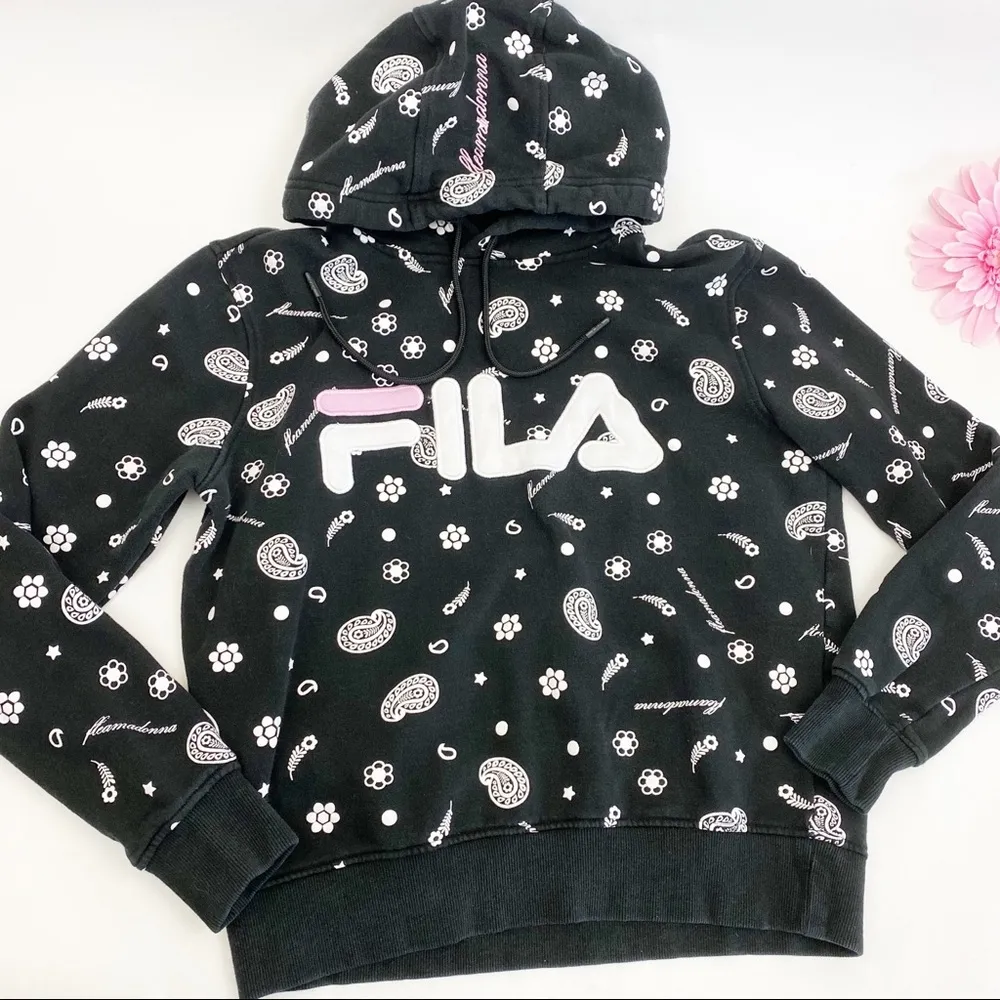 Fila Fleamadonna x Urban Outfitters Talia Sweatshirt Hoodie Black White - Image 6