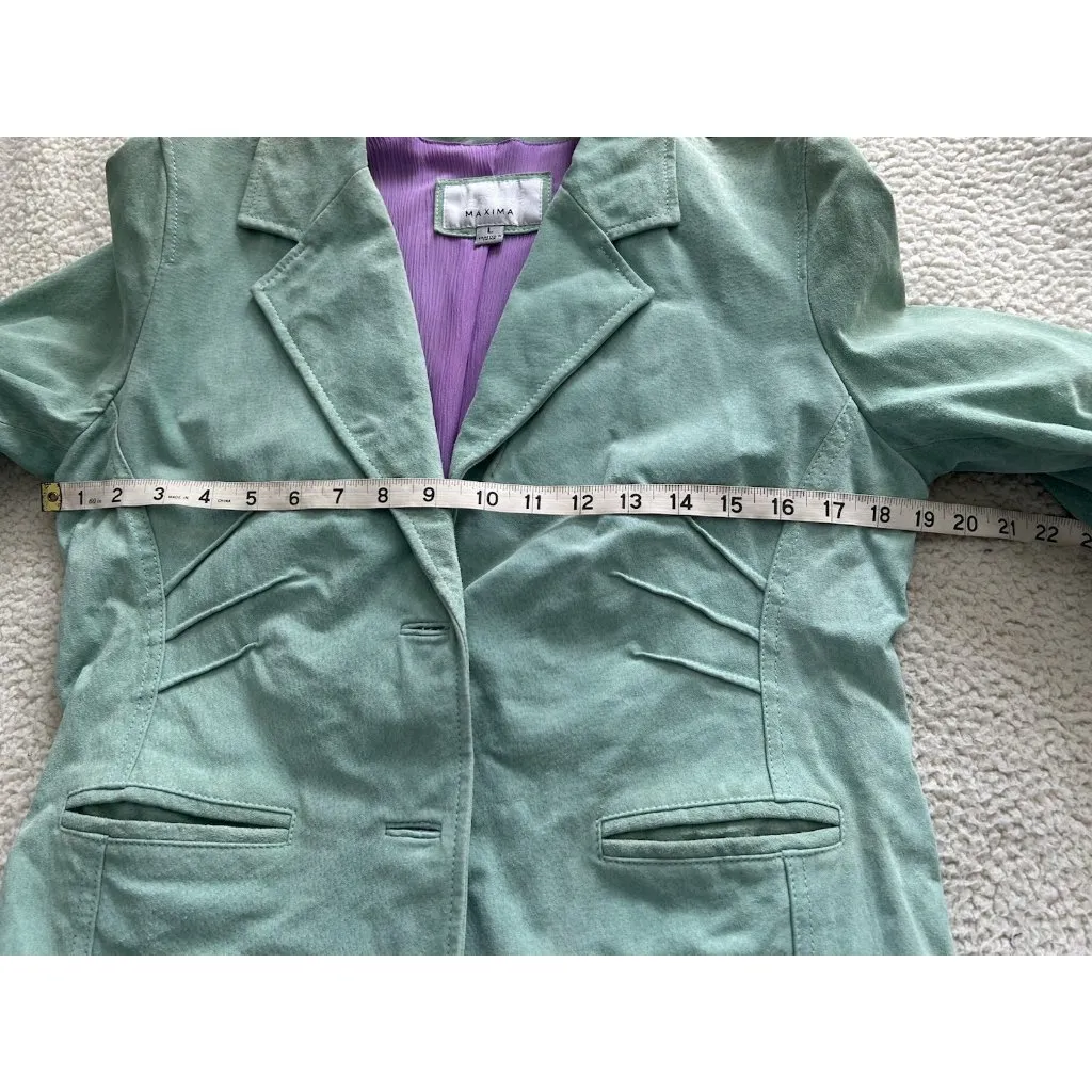 WILSONS LEATHER MAXIMA Suede Blazer Style Jacket Western Lite Green Womens Sz L - Image 8