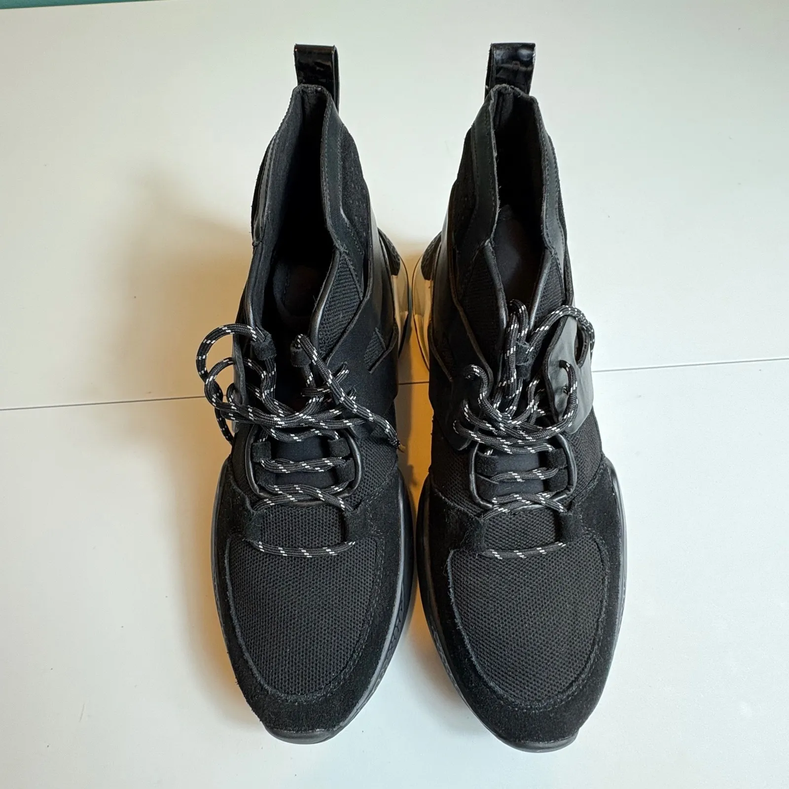 Kenneth Cole‎ Maddox Hiker Black Leather Knit Women's High Top Sneakers Size 8.5 - Image 7