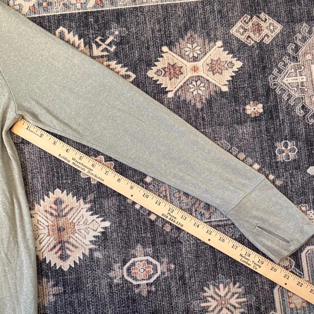 Athleta Light Green Hooded Long Sleeve Midi Cardigan Side Slit Thumb Hole Large - Image 11