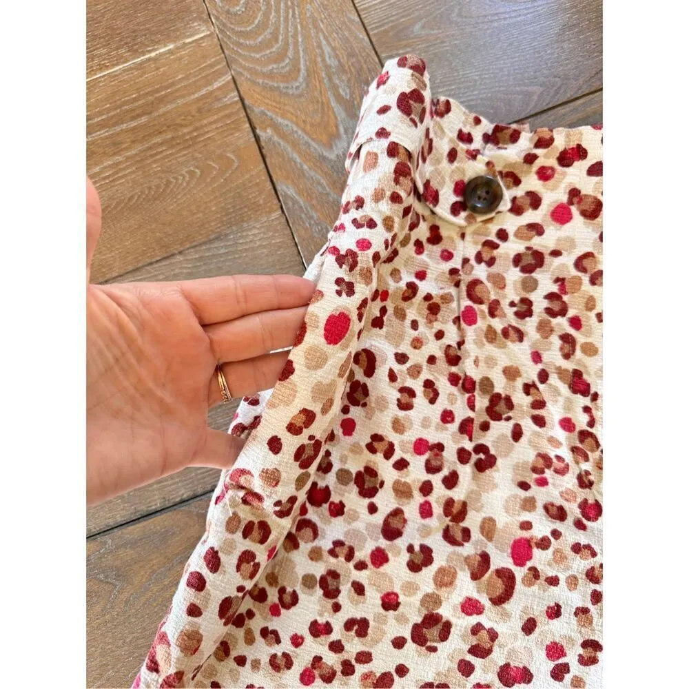 NWOT Ann Taylor High Rise Pink Animal Leopard Print Paperbag Shorts Size 4 - Image 3