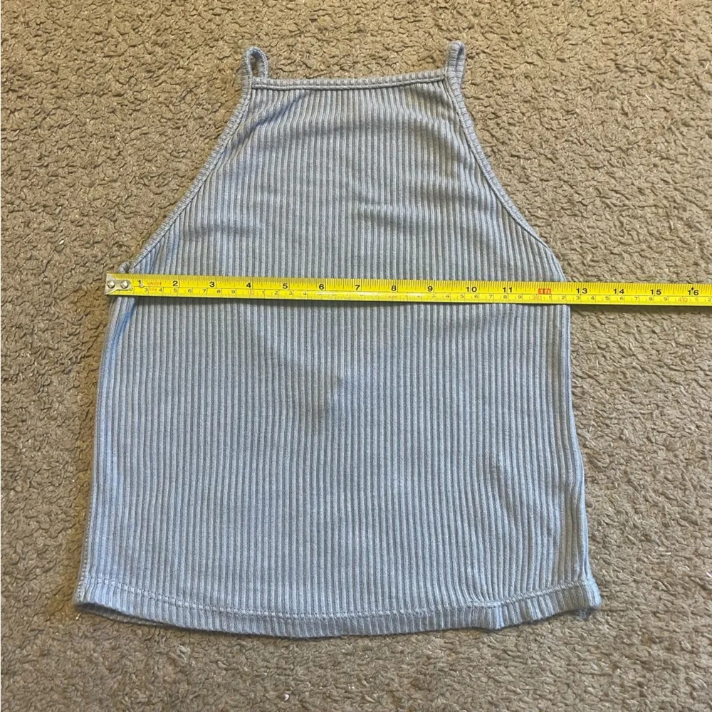 Open Back Ribbed Halter Spaghetti Strap Cropped Tank Top - Image 7