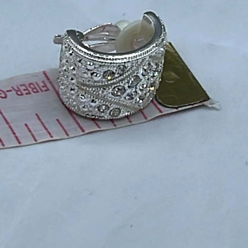 Vintage half hoop rhinestone embellished clip earrings - Image 7