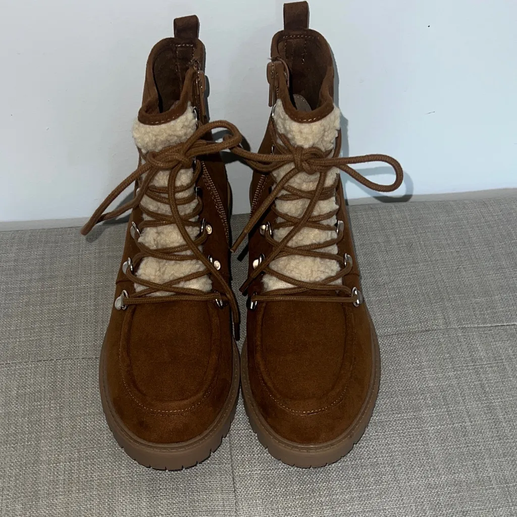 Sun + Stone Tan Lace Up Boots Brown Size 7.5 - Image 2