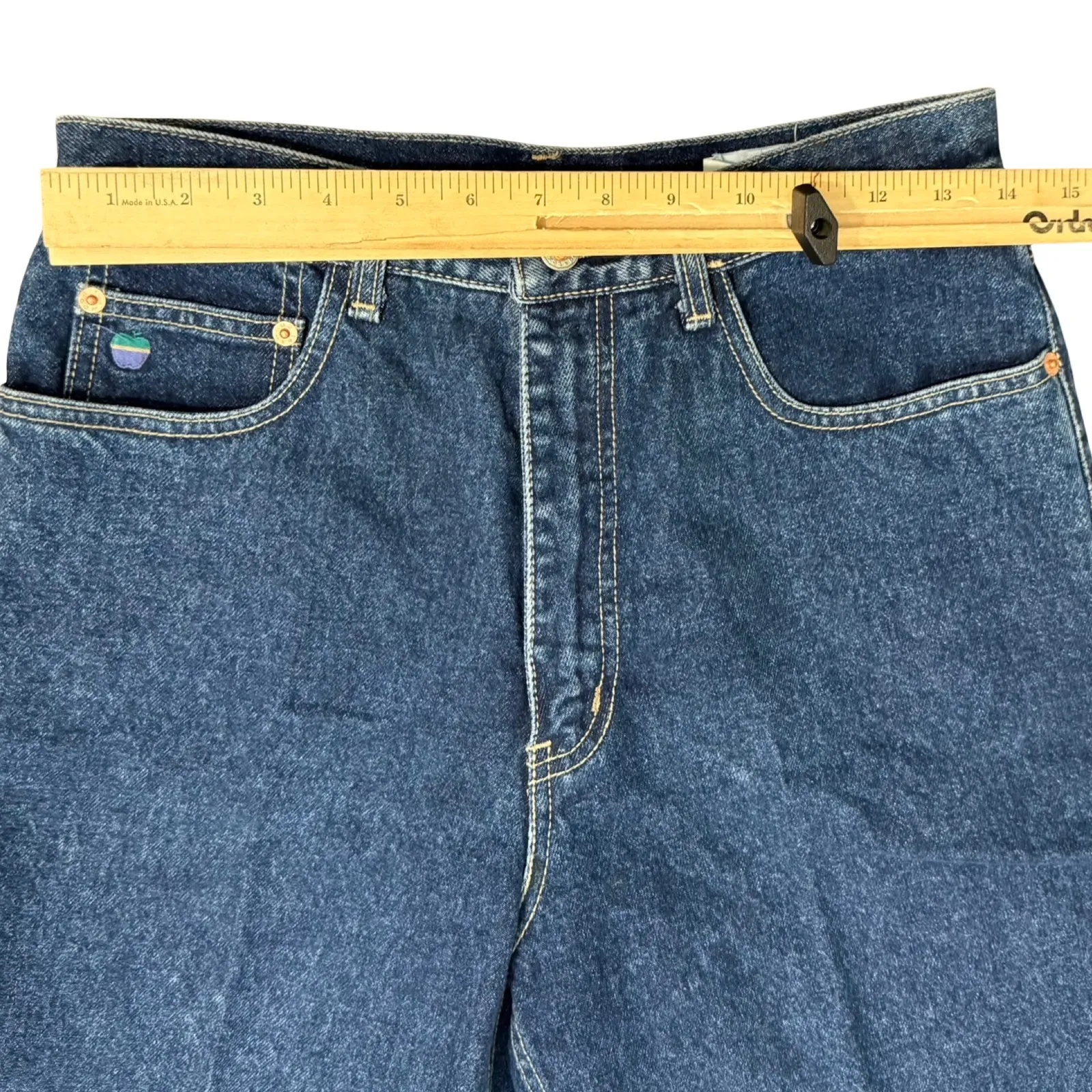 Vintage 90s Texwood Dark Wash Blue High Rise Mom Jeans Tapered Leg Size 32 - Image 2