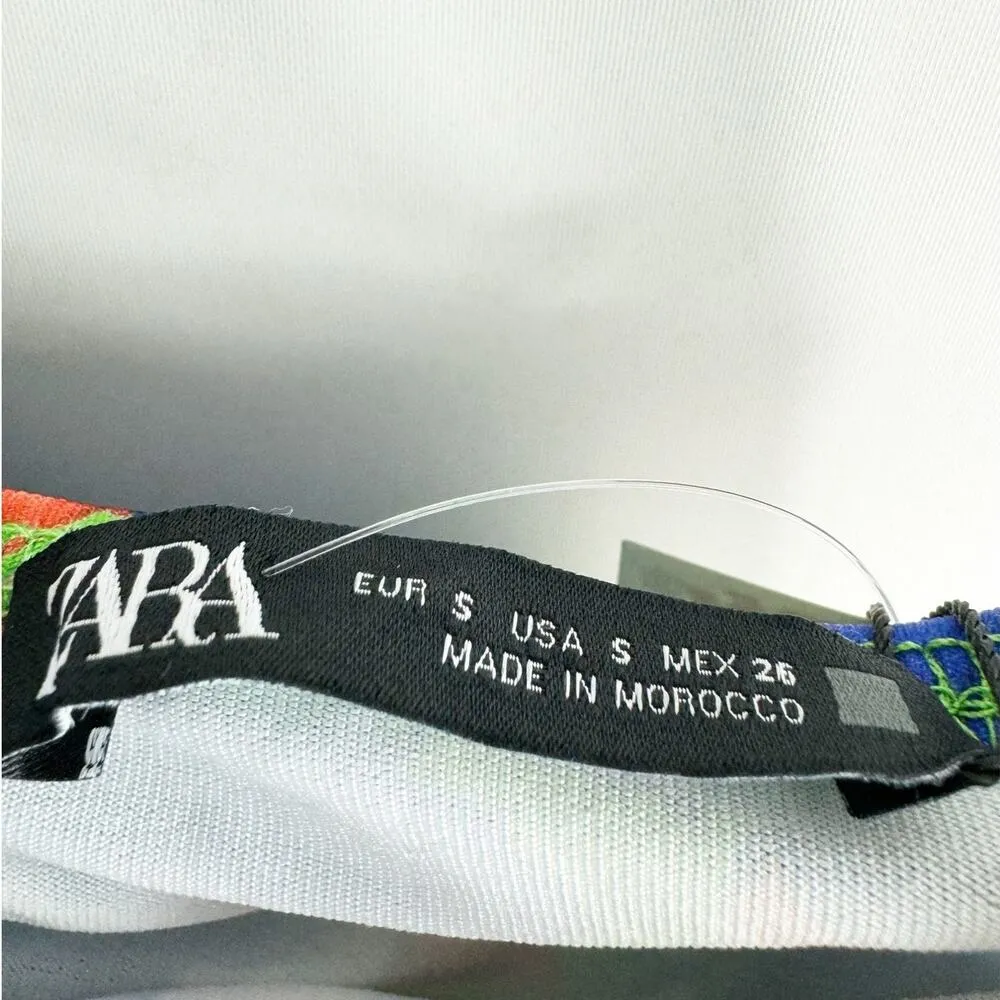 Zara Womens One Shoulder Bodysuit Green Blue Multicolor Flowers Small - Image 6