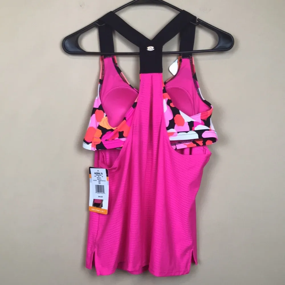 NWT ZEROXPOSUR Women’s Athletic UPF 30+ Camouflage Sports Bra Pink Tank Top - Image 7