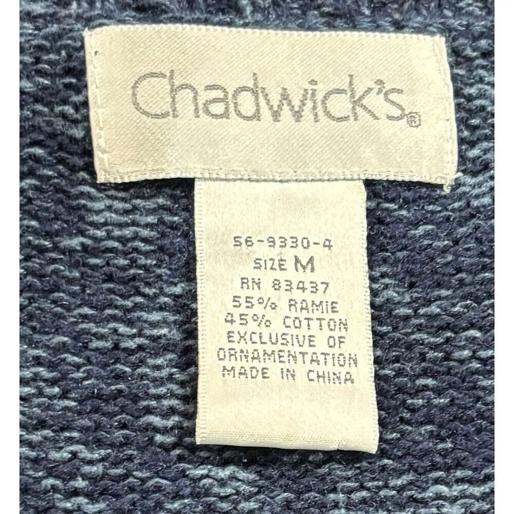 Ugly Christmas Sweater Zip Cardigan Size Medium Blue Reindeer Snow Fun Novelty - Image 8