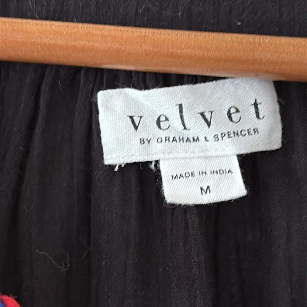 Anthropologie Loane Embroidered Peasant Dress By Velvet Graham & Spencer Size M Black Size M - Image 9