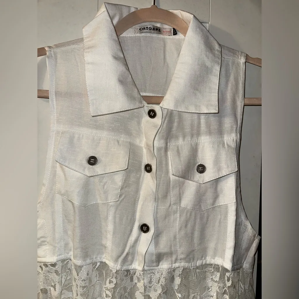 New ORIGAMI Ivory White Boho Western Cardigan/Duster Size s/m - Image 3