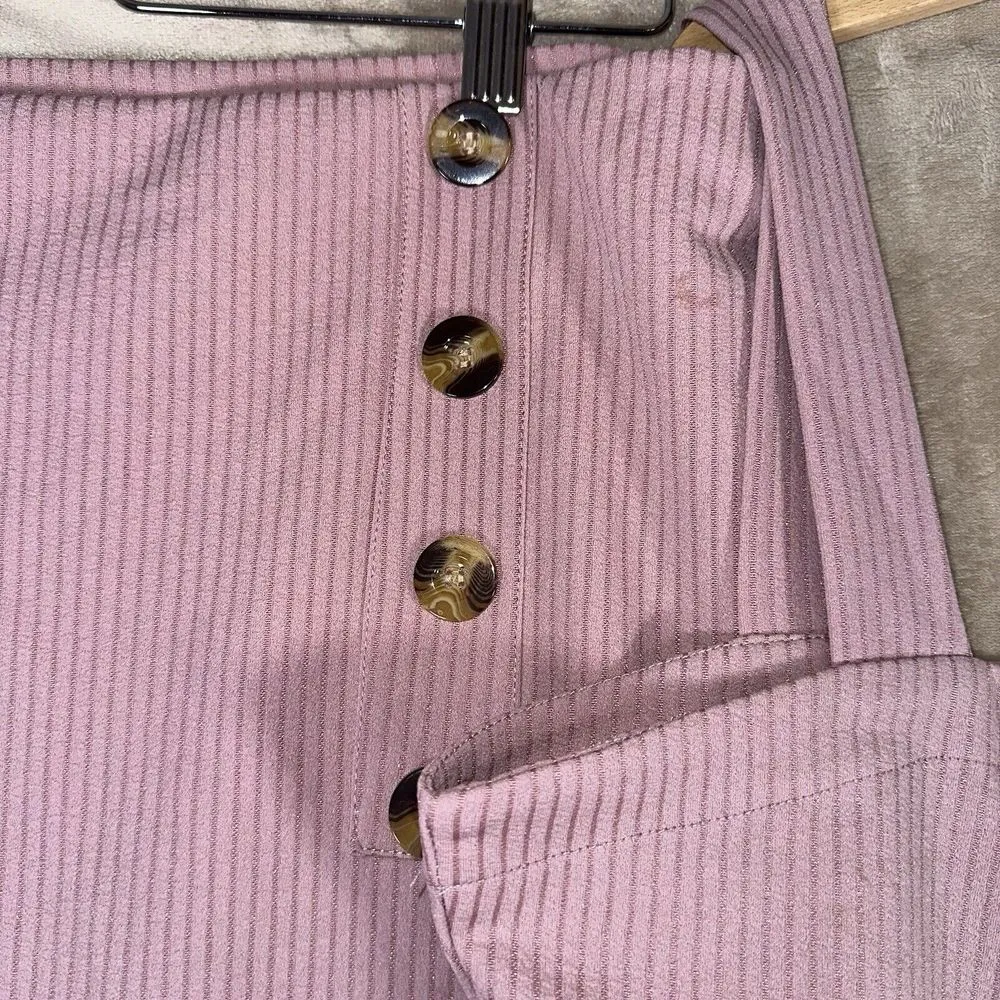 Trends Womens Muave NEW Ribbed Two Piece Set Skirt Cropped Top Sz‎ 1X Pink Size XL - Image 3